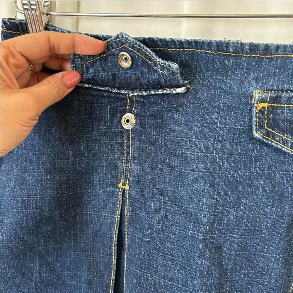 Vintage Y2K Blue asphalt Mini denim Skort pleated. - Picture 5 of 8